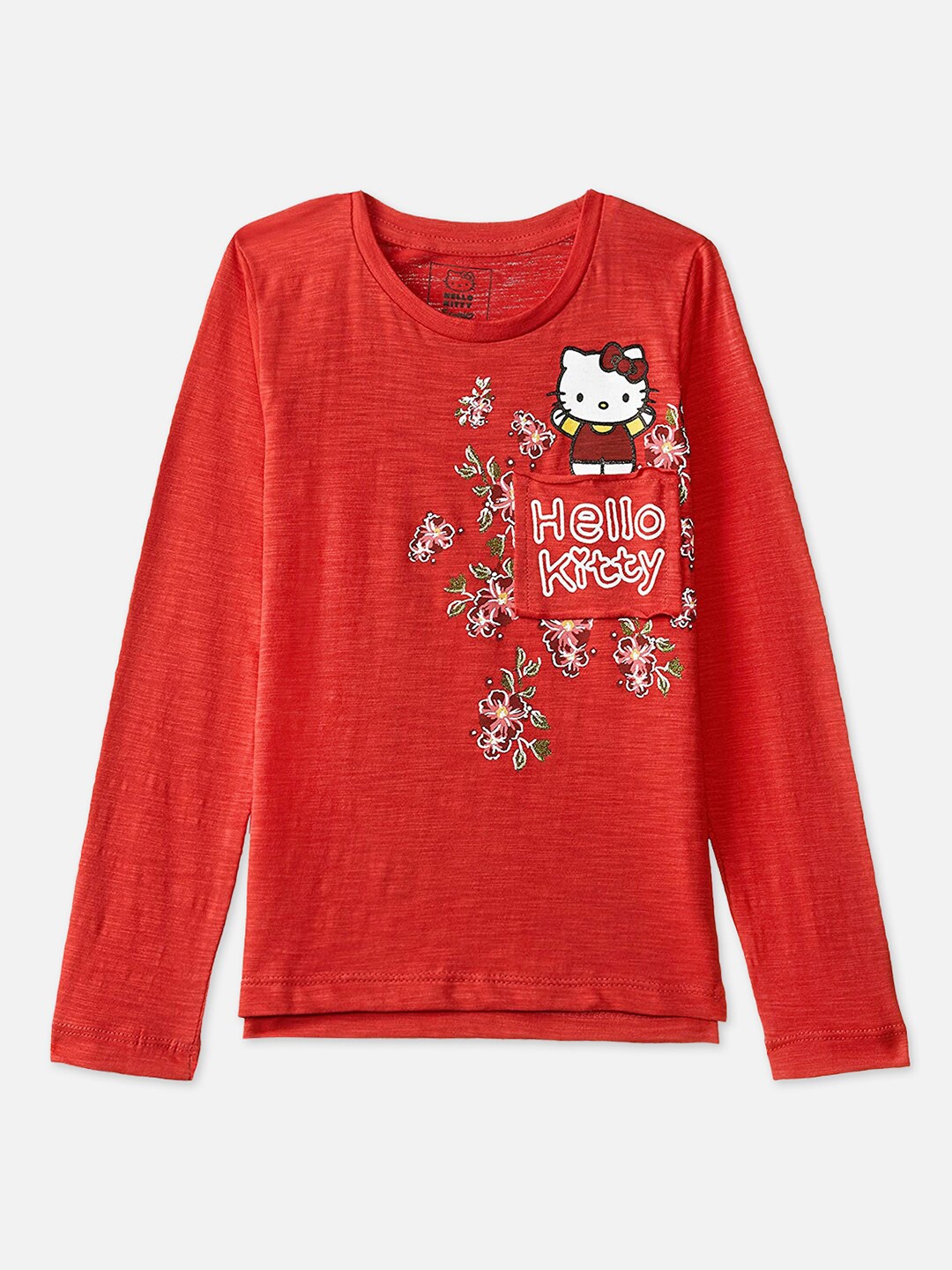 

Kids Ville Girls Red Hello Kitty Printed Applique T-shirt