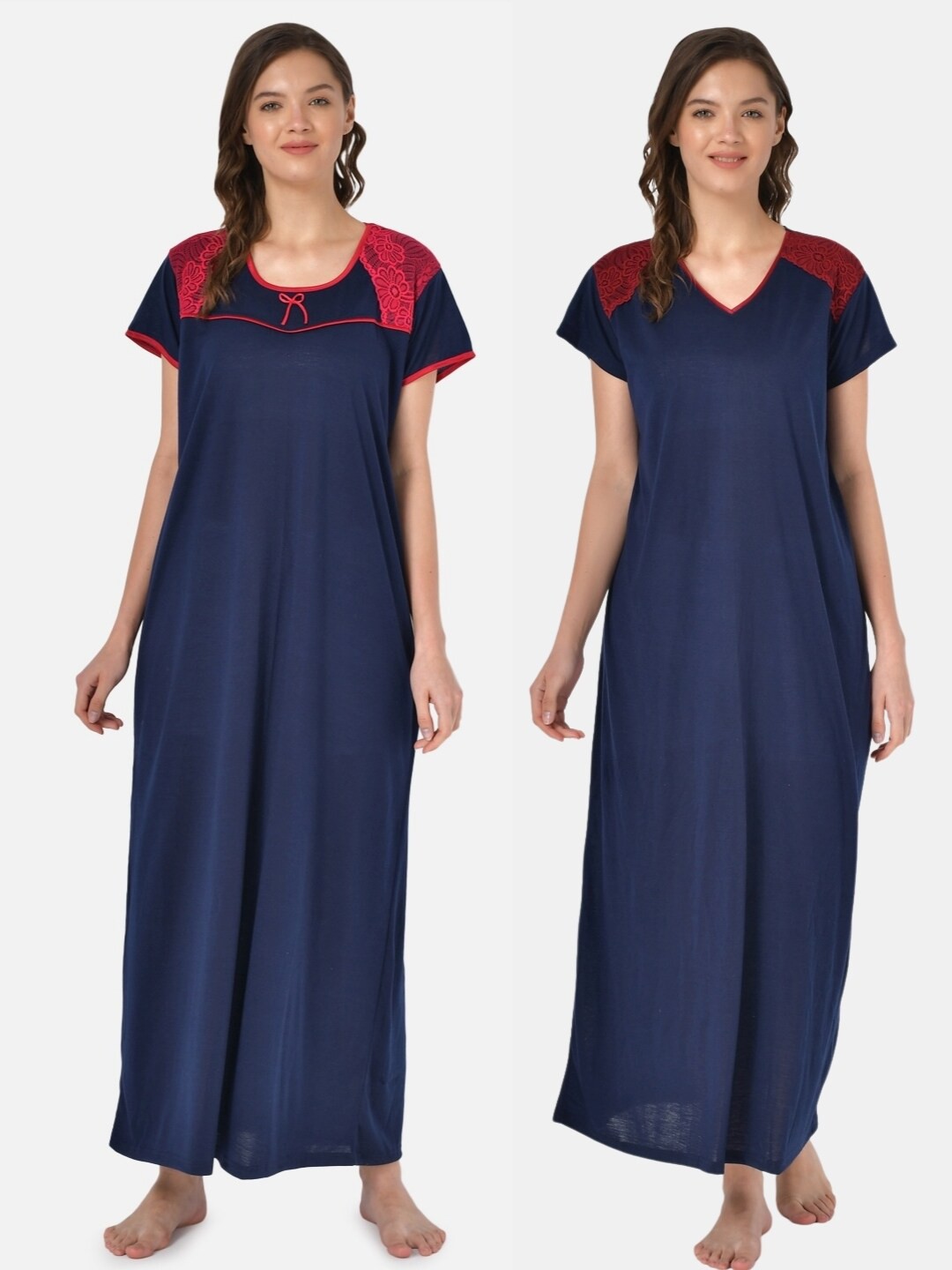 

Klamotten Navy Pack of 2 Blue Maxi Nightdress, Navy blue