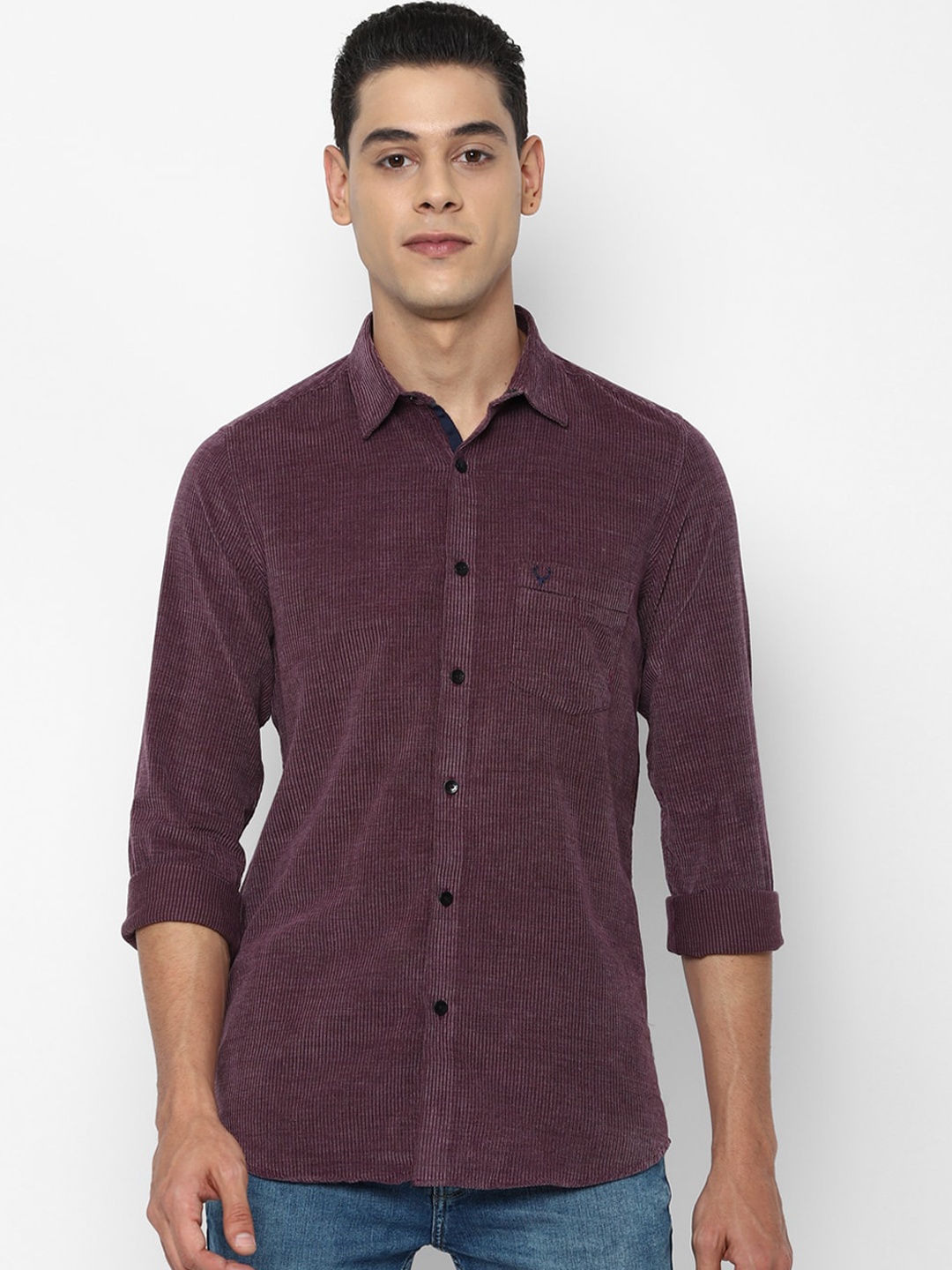 

Allen Solly Men Maroon Slim Fit Opaque Striped Casual Shirt