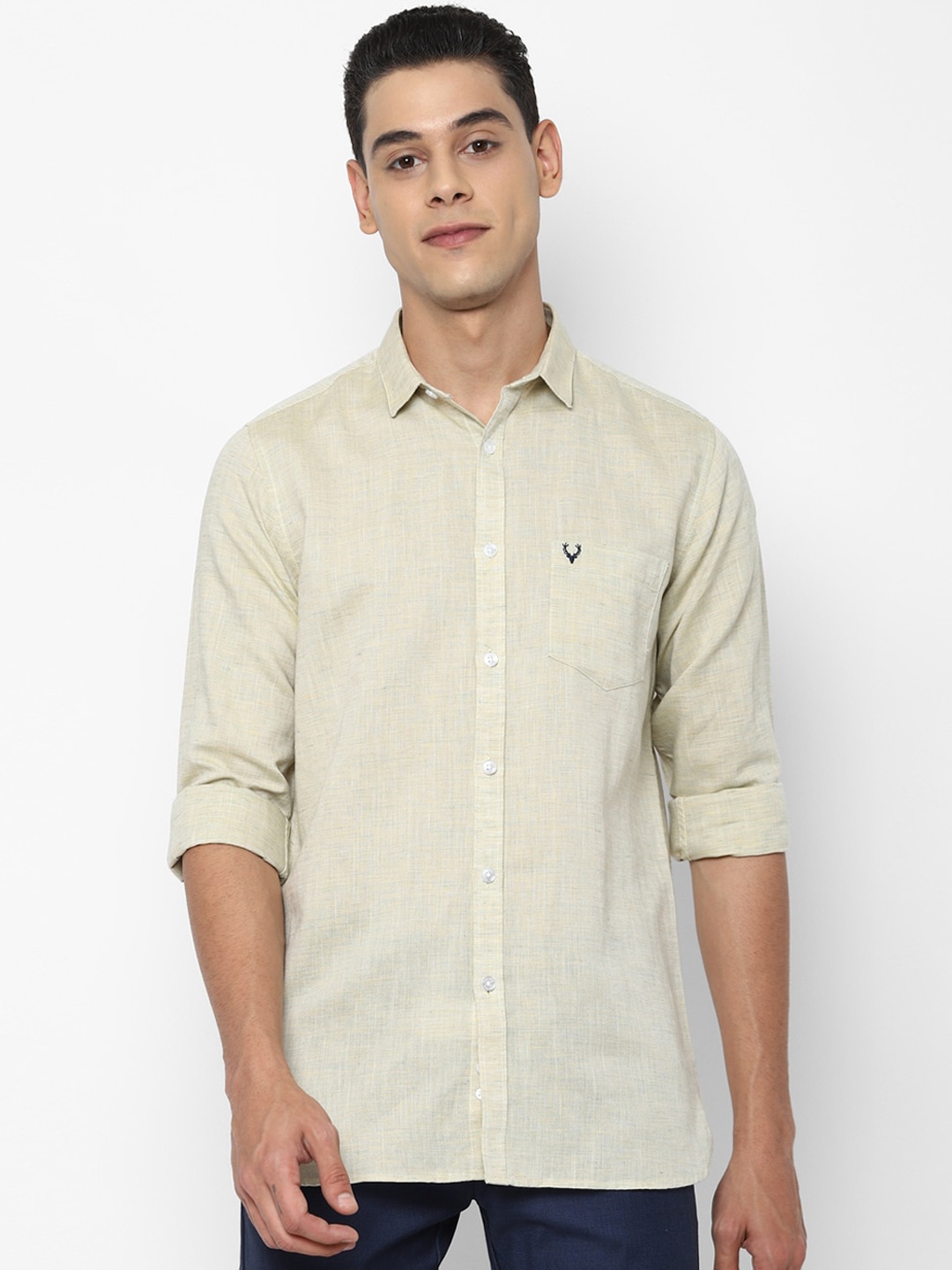 

Allen Solly Men Yellow Slim Fit Opaque Casual Shirt