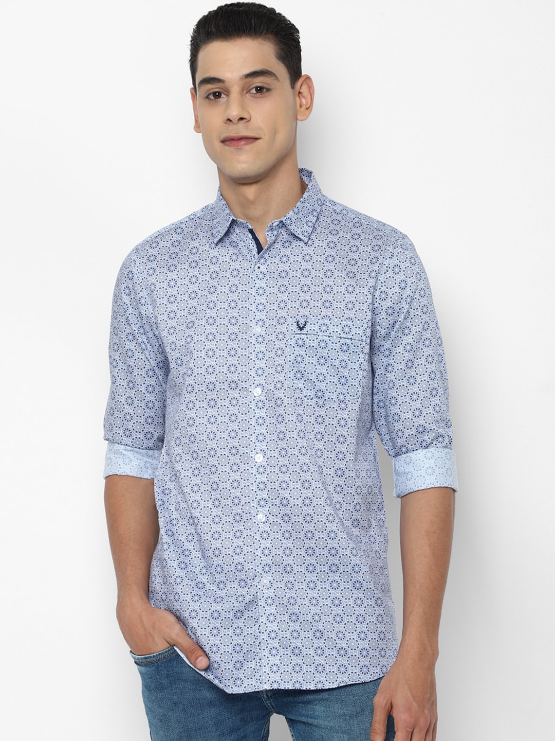 

Allen Solly Men Blue Slim Fit Opaque Printed Casual Shirt