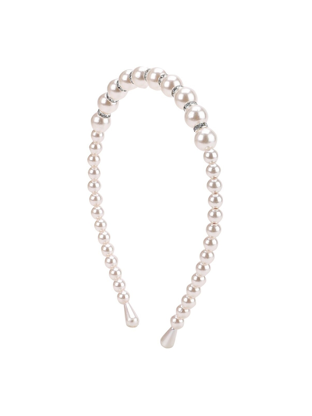 

MARC LOUIS Women White & Silver Toned Beaded Hairband