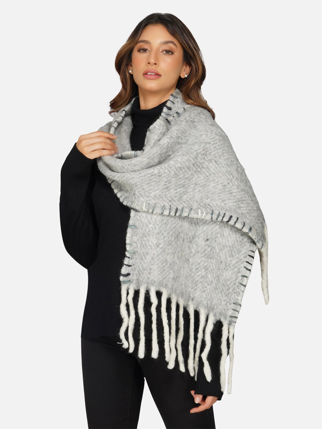 

FABNEST Women Grey Scarf