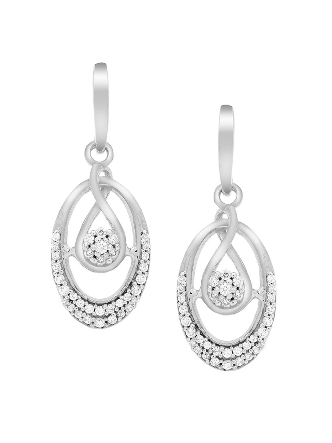 

LA SOULA Rhodium-Plated 925 Sterling Silver & White Oval Drop Earrings