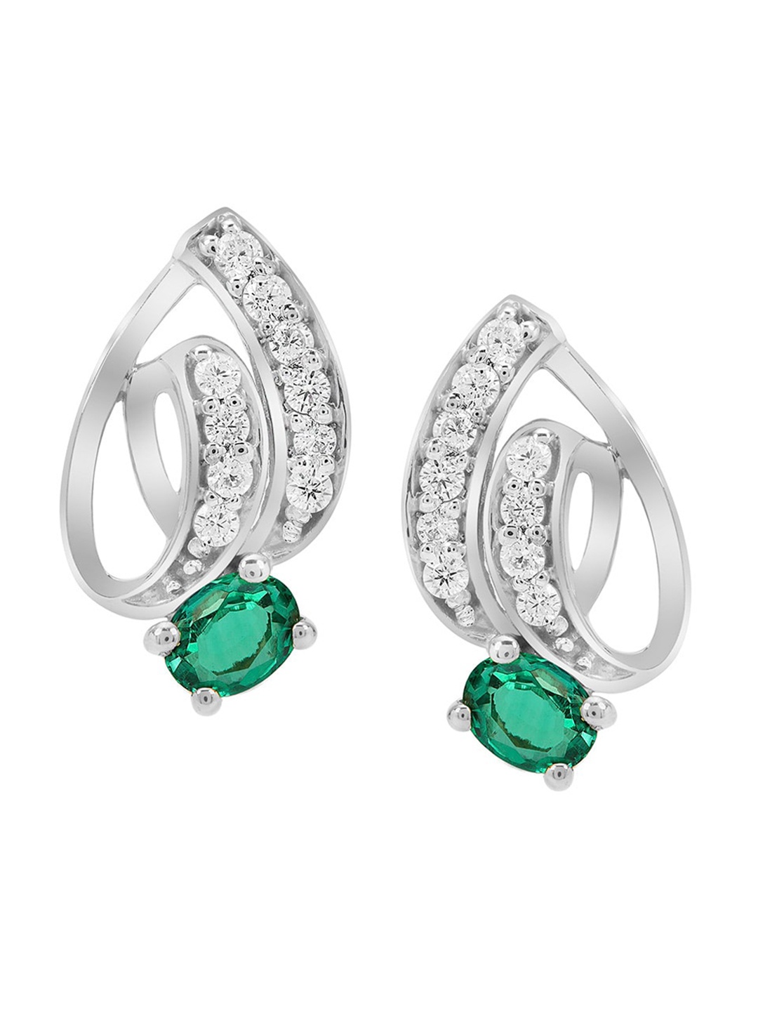 

LA SOULA Green Classic Sterling Silver Studs Earrings