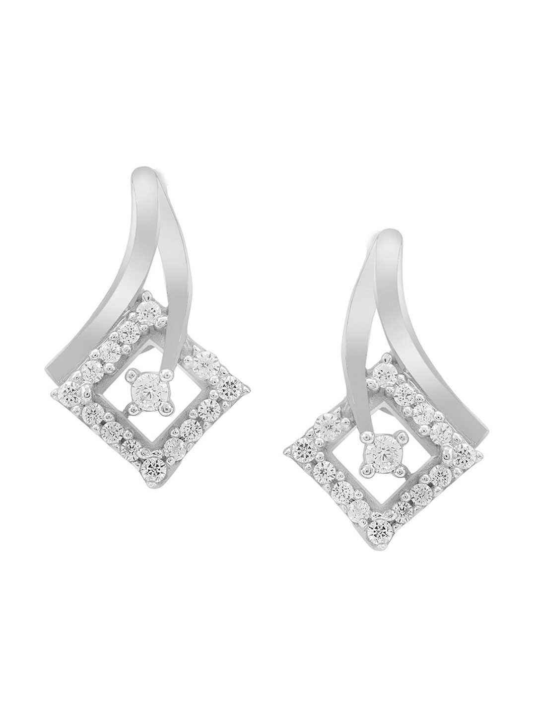 

LA SOULA Rhodium-Plated 925 Sterling Silver & White Contemporary Studs