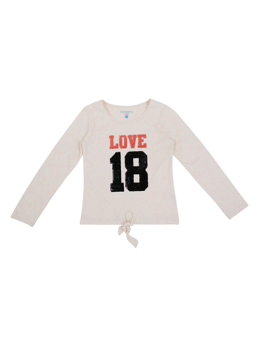 

Pantaloons Junior Girls White & Black Typography Printed T-shirt
