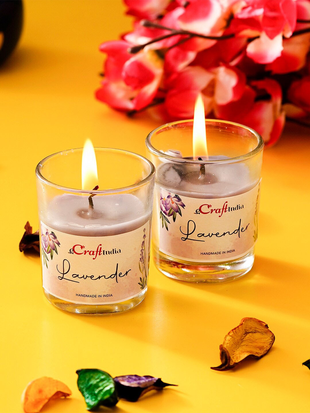 

eCraftIndia Set Of 2 Purple Lavender Scented Glass Candle
