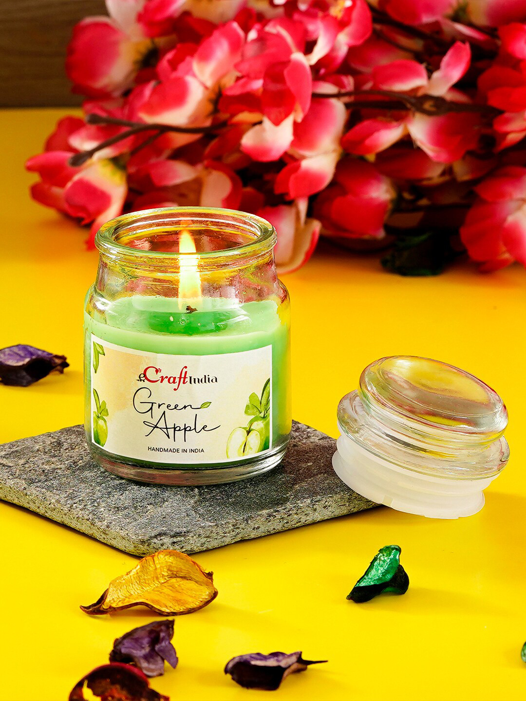 

eCraftIndia Green Apple Scented Jar Candle