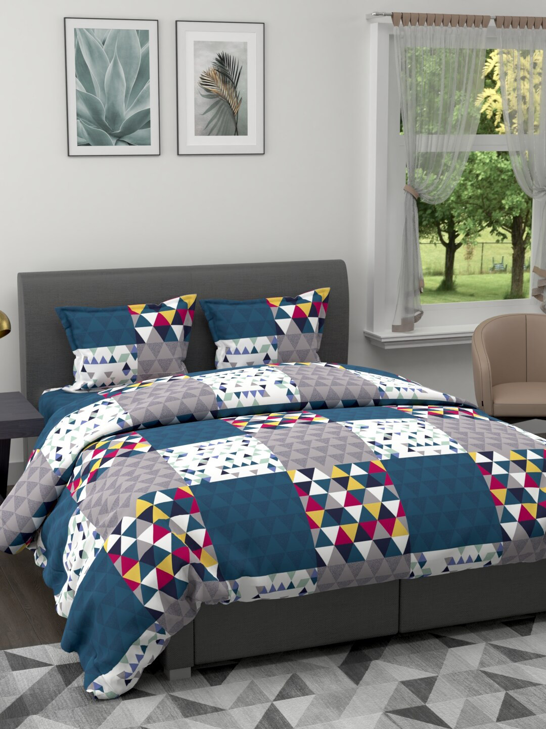 

BIANCA Blue & Red Microfiber AC Room 150 GSM Double Bed Comforter