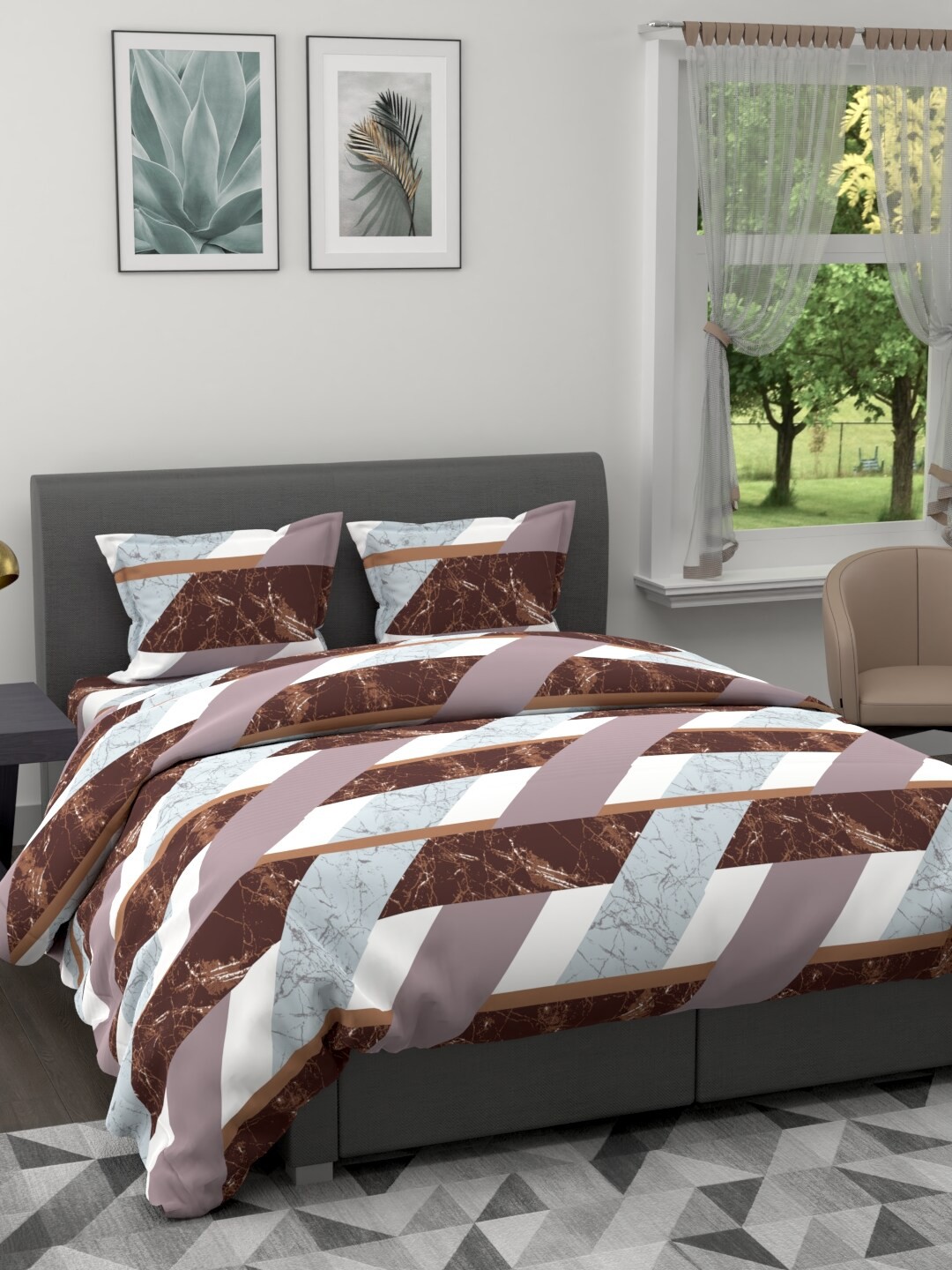 

KOPA Set of AC Comforter & Bedsheet with 2 Pillow Covers, Khaki