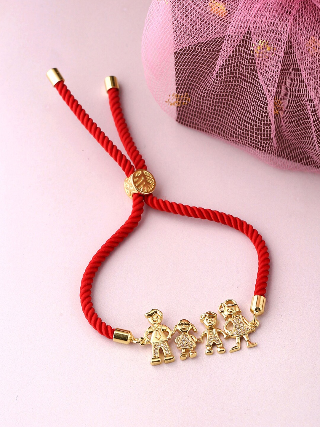 

Yellow Chimes Women Gold-Toned & Red Handcrafted Gold-Plated Charm Bracelet