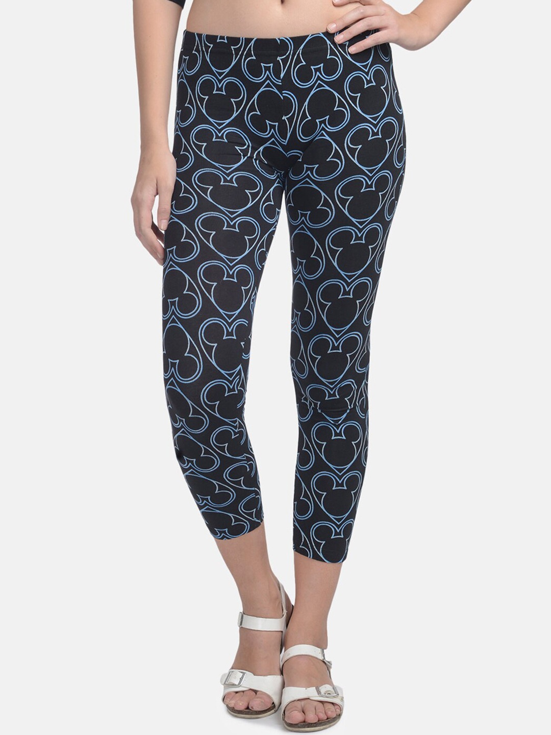 

Free Authority Black & Blue Mickey & Friends Printed Cotton Three-Fourth Length Leggings