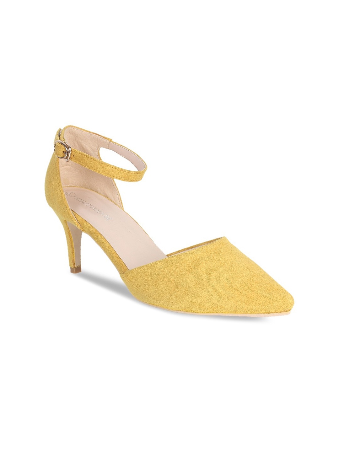 

SHUZ TOUCH Yellow Velvet Stiletto Pumps