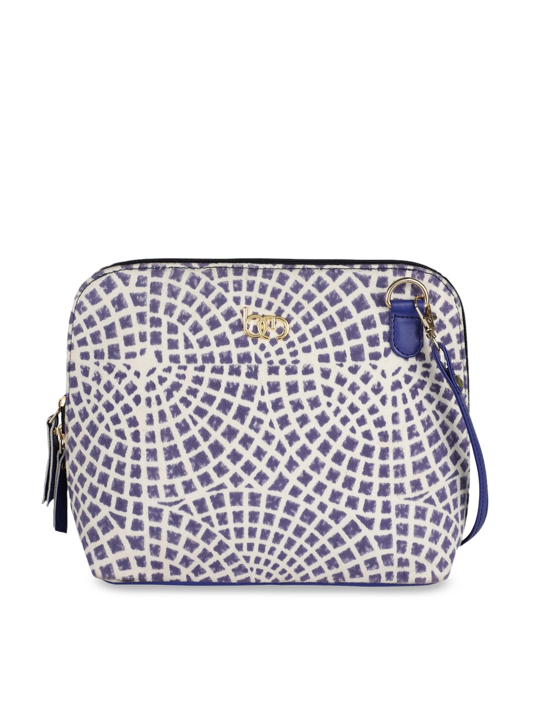 

Bagsy Malone Purple & Off-White Geometric Printed Structured Sling Bag