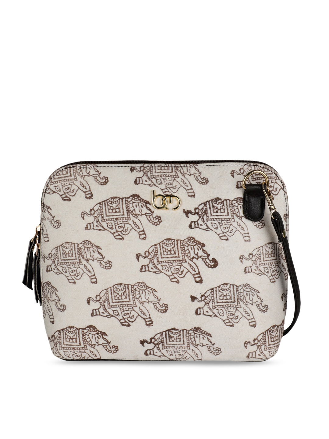 

Bagsy Malone Beige & Brown Ethnic Motifs Printed Structured Sling Bag