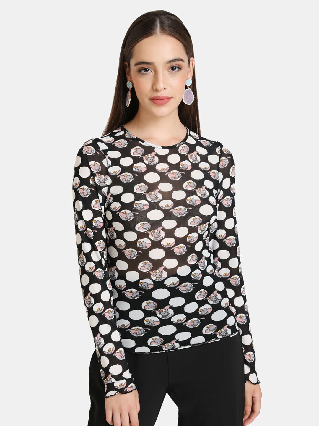 

Kazo Black Geometric Regular Top