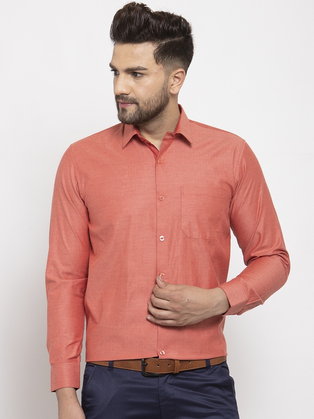 

JAINISH Men Orange Smart Opaque Formal Shirt
