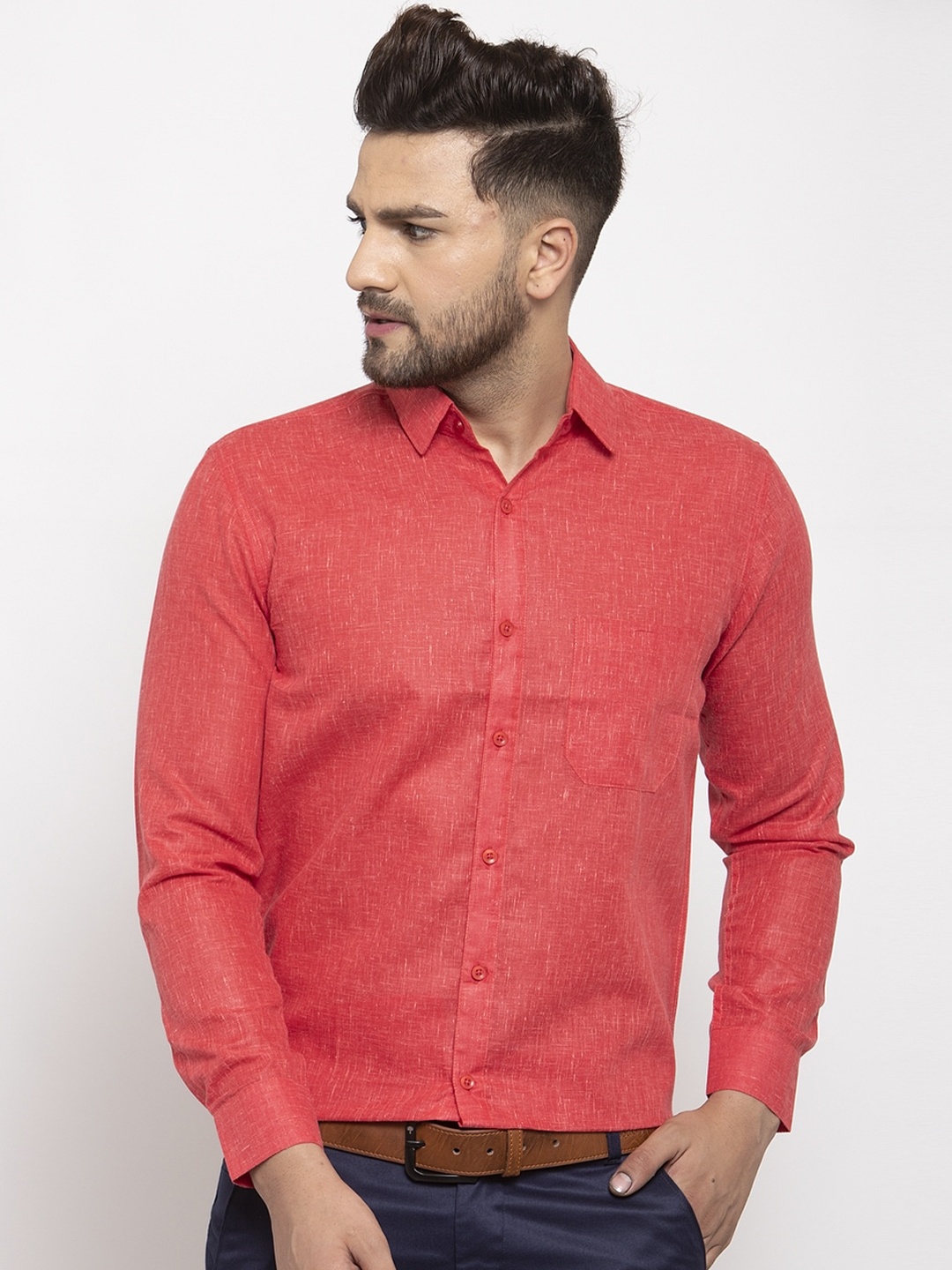 

JAINISH Men Red Smart Opaque Printed Formal Shirt