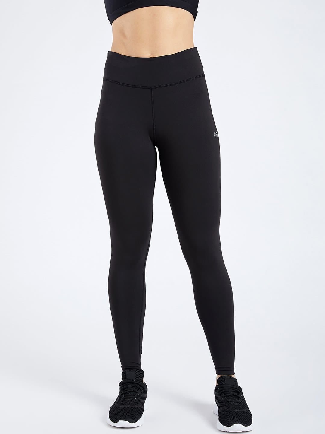 

CREEZ Women Black Solid Skinny Fit Antimicrobial Rapid Dry Tights