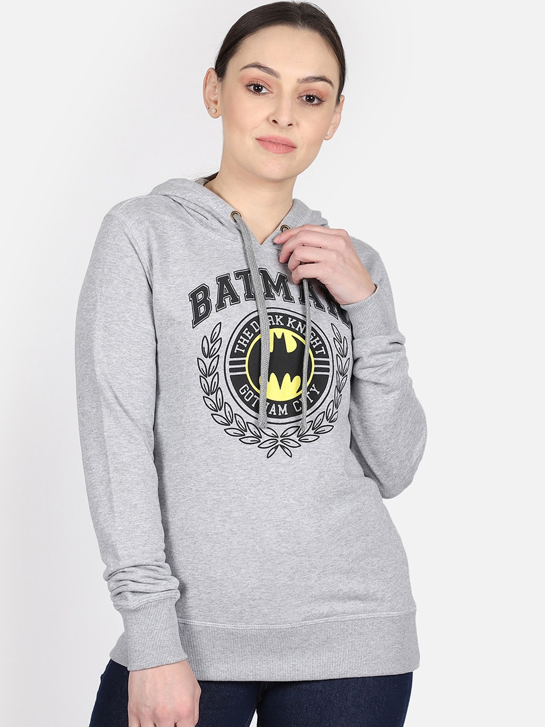 

Free Authority Batman Featured Women Grey Printed Hooded Cotton Sweatshirt