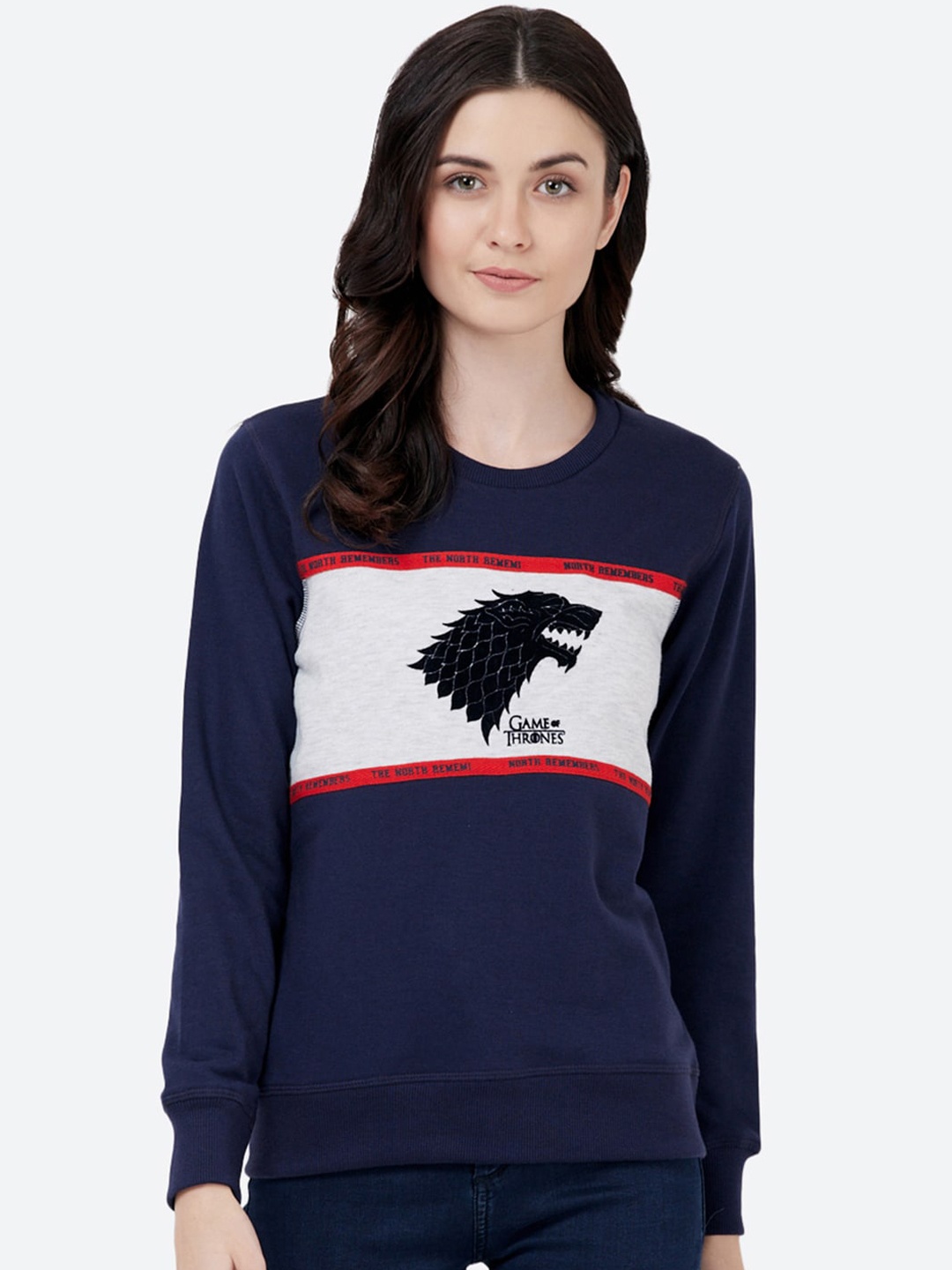 

Free Authority Women Navy Blue Game Of Thrones Printed Cotton Sweatshirt