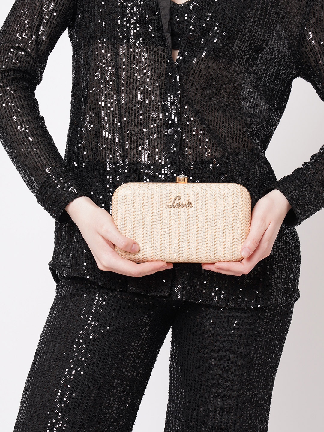 

Lavie Sparkle Framed Gold-Toned Embellished Box Clutch