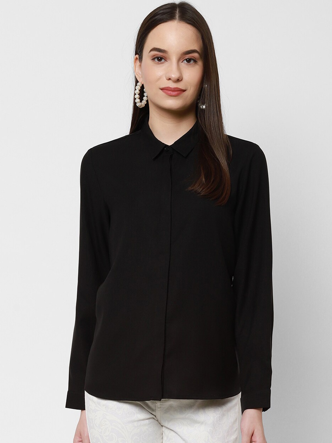 

HOUSE OF KKARMA Women Black Opaque Casual Shirt
