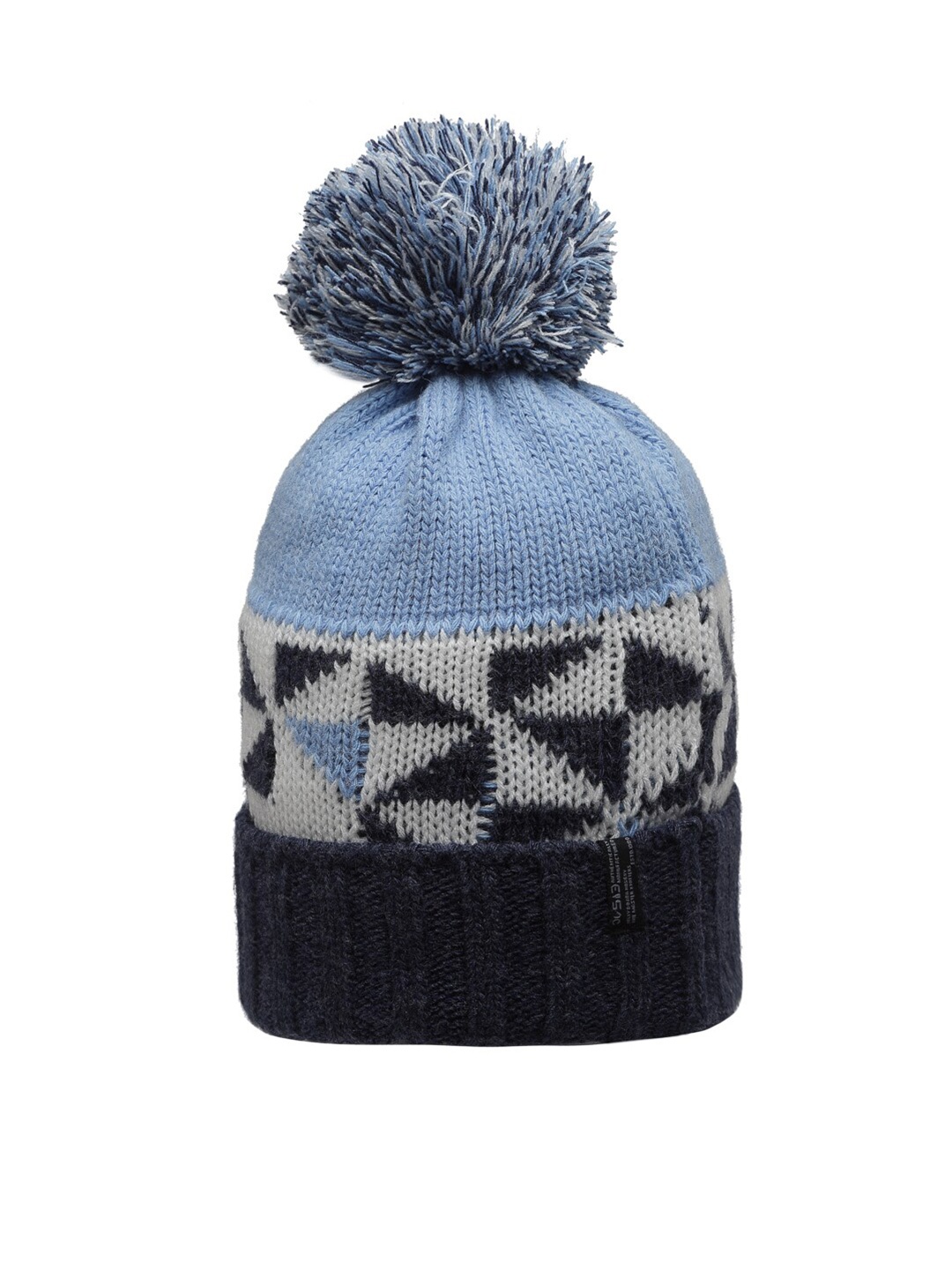 

513 Women Blue & White Jacquard Knitted Beanie