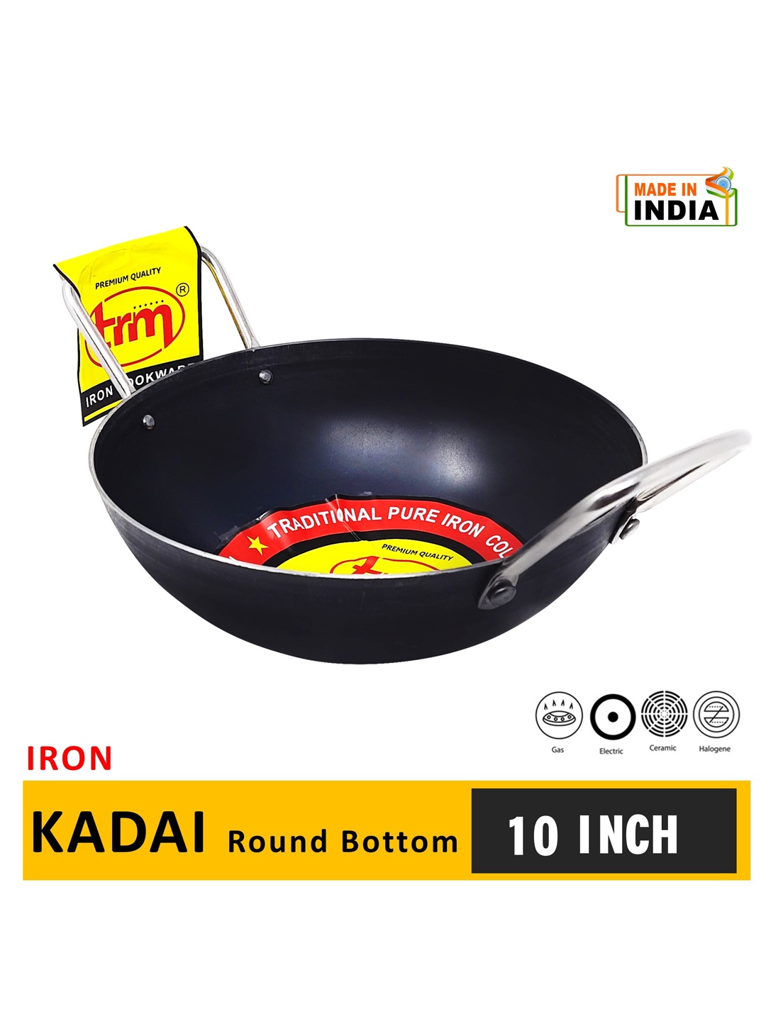 

TRM Black Solid Pure Iron Kadhai