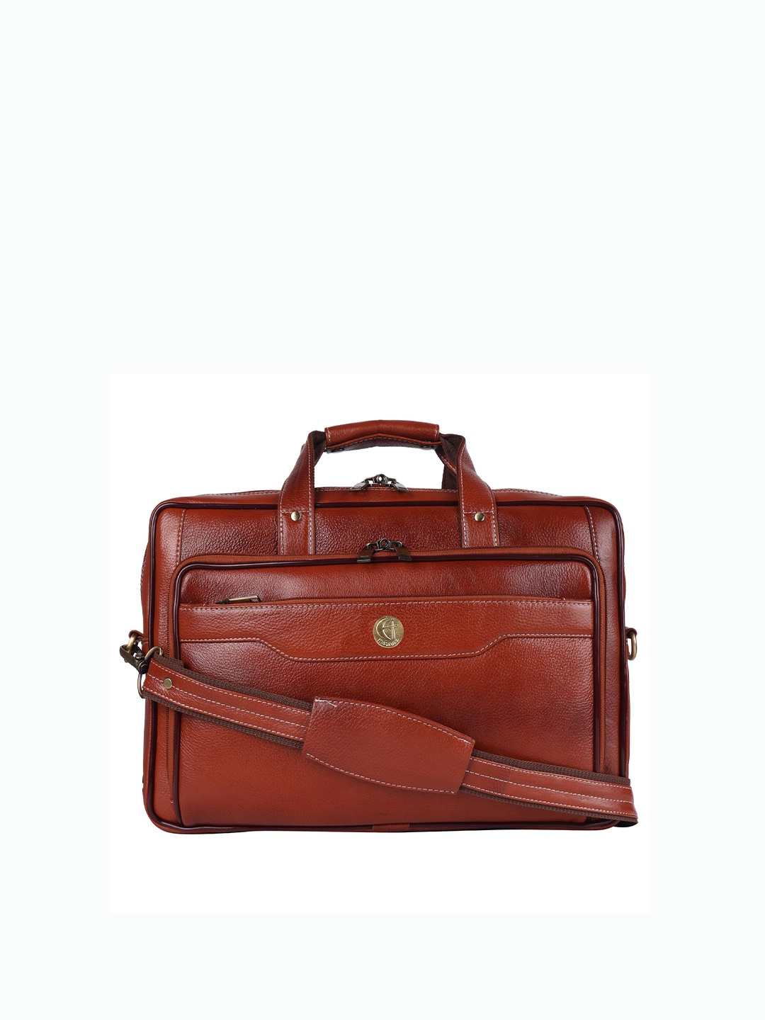 

HiLEDER Unisex Pure NDM Leather 15 Inch Stylish Briefcase Laptop Bag, Tan