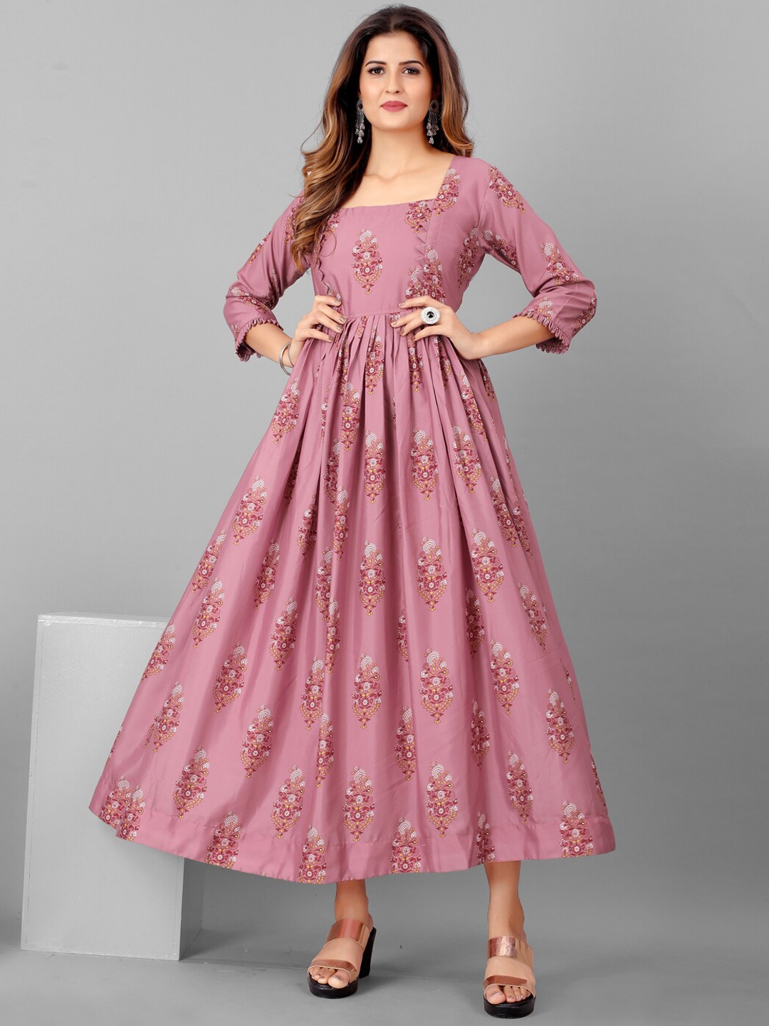 

SHOPGARB Rose Floral Ethnic Maxi Dress