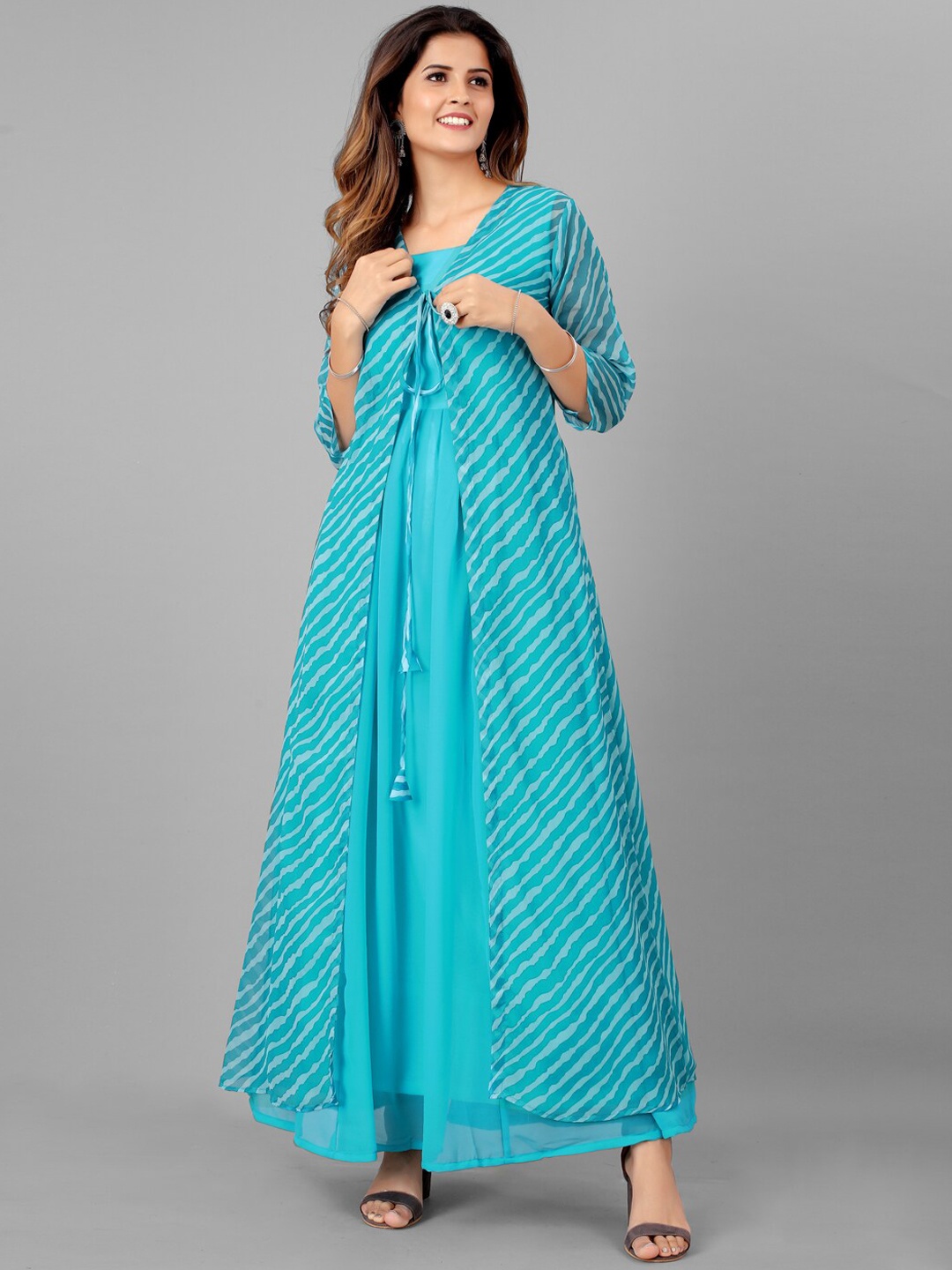 

SHOPGARB Blue Ethnic Maxi Ethnic Dress
