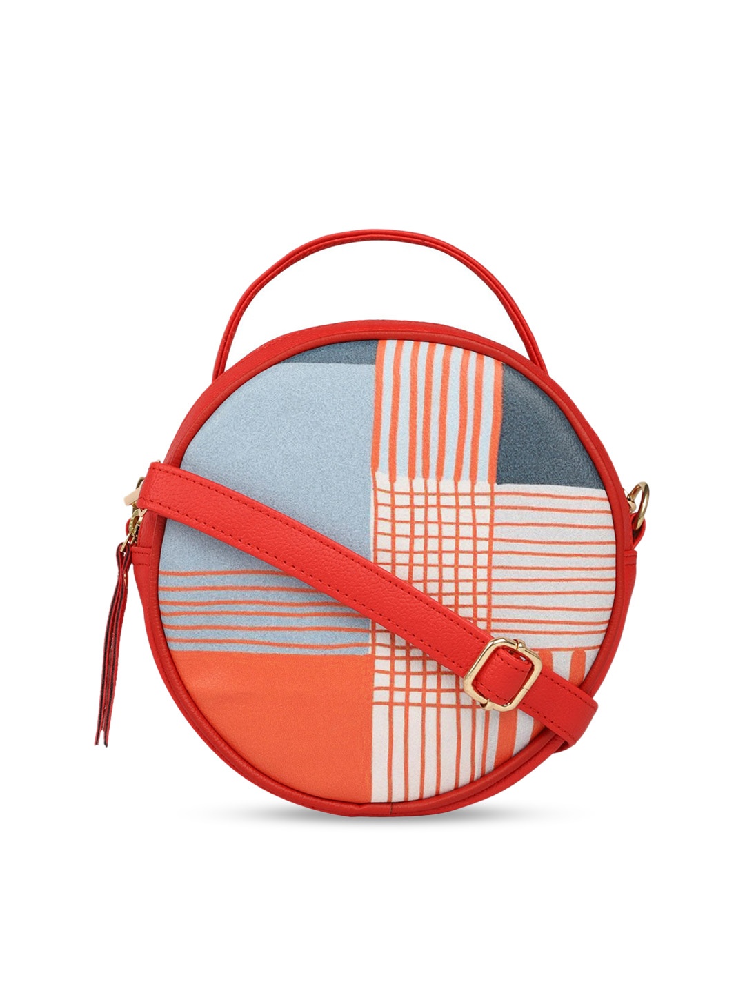 

Bagsy Malone White Striped PU Structured Sling Bag