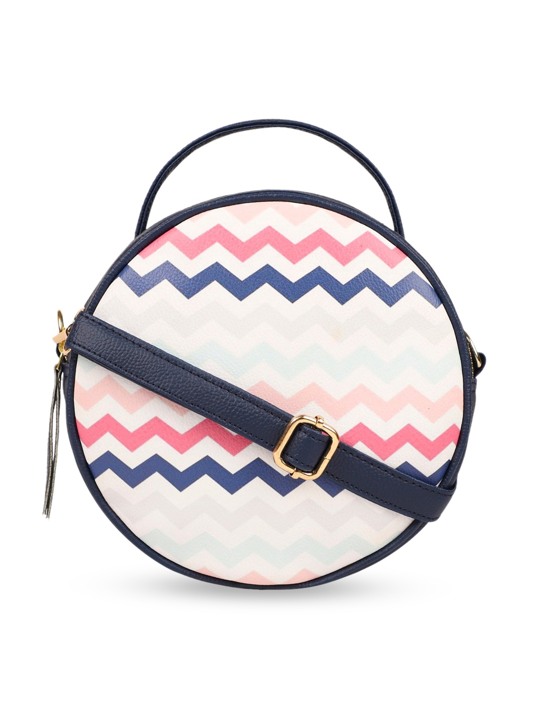 

Bagsy Malone Multicoloured Geometric Striped PU Structured Handheld Bag with Cut Work, Multi