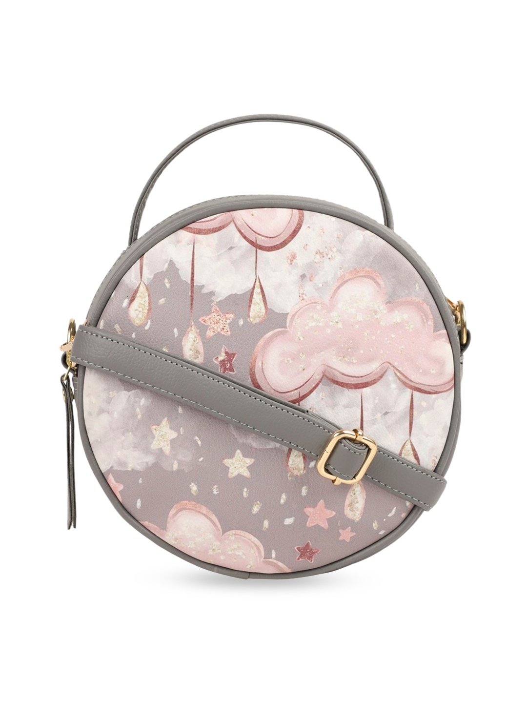 

Bagsy Malone Grey Floral Printed Structured Sling Bag