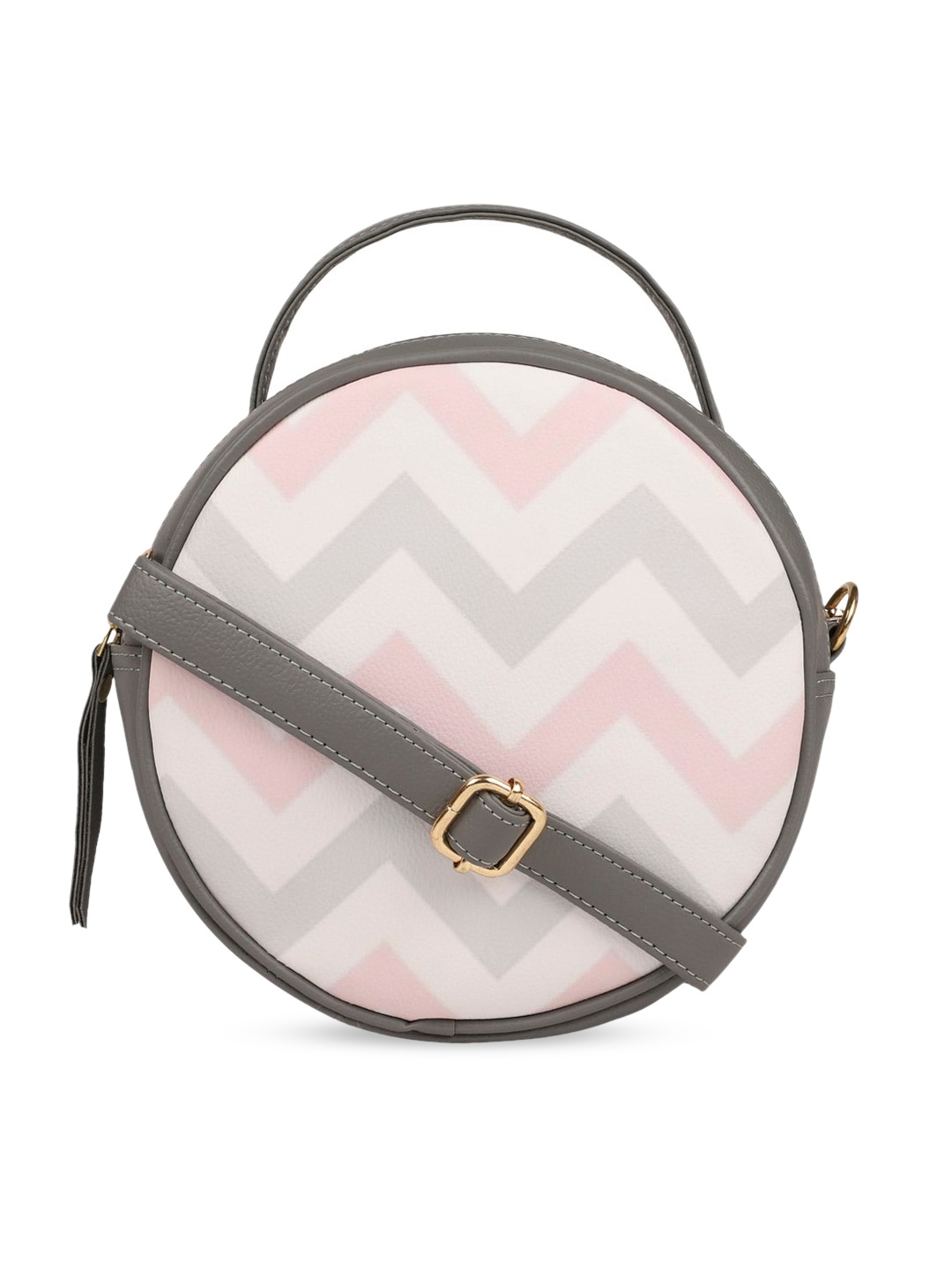 

Bagsy Malone Grey Geometric Printed PU Structured Sling Bag