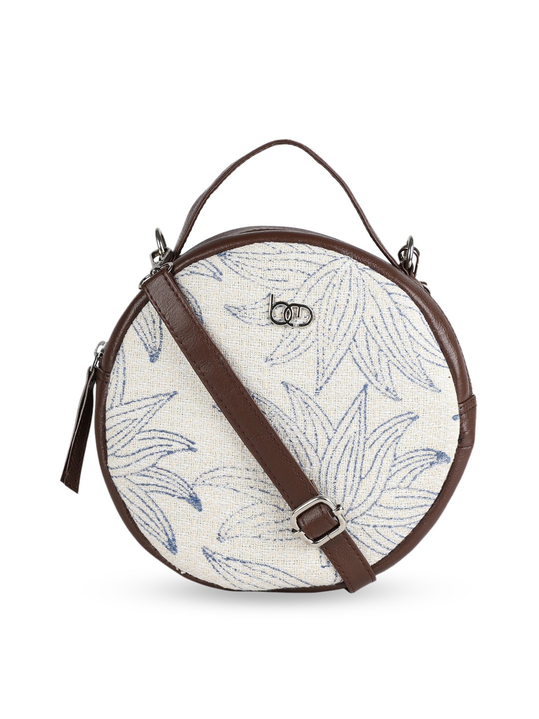 

Bagsy Malone White Floral Printed PU Structured Sling Bag