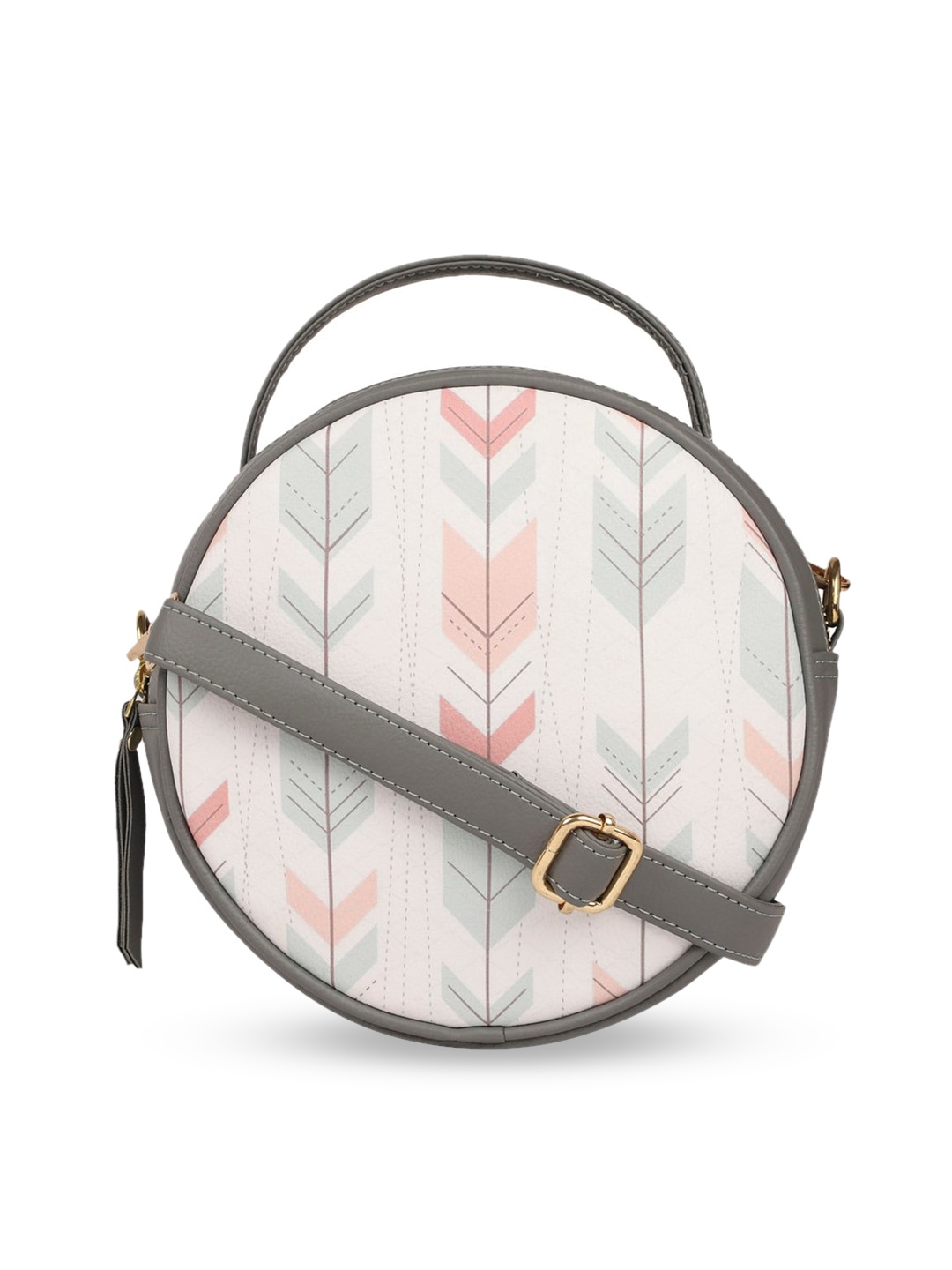 

Bagsy Malone White Geometric Printed PU Structured Sling Bag