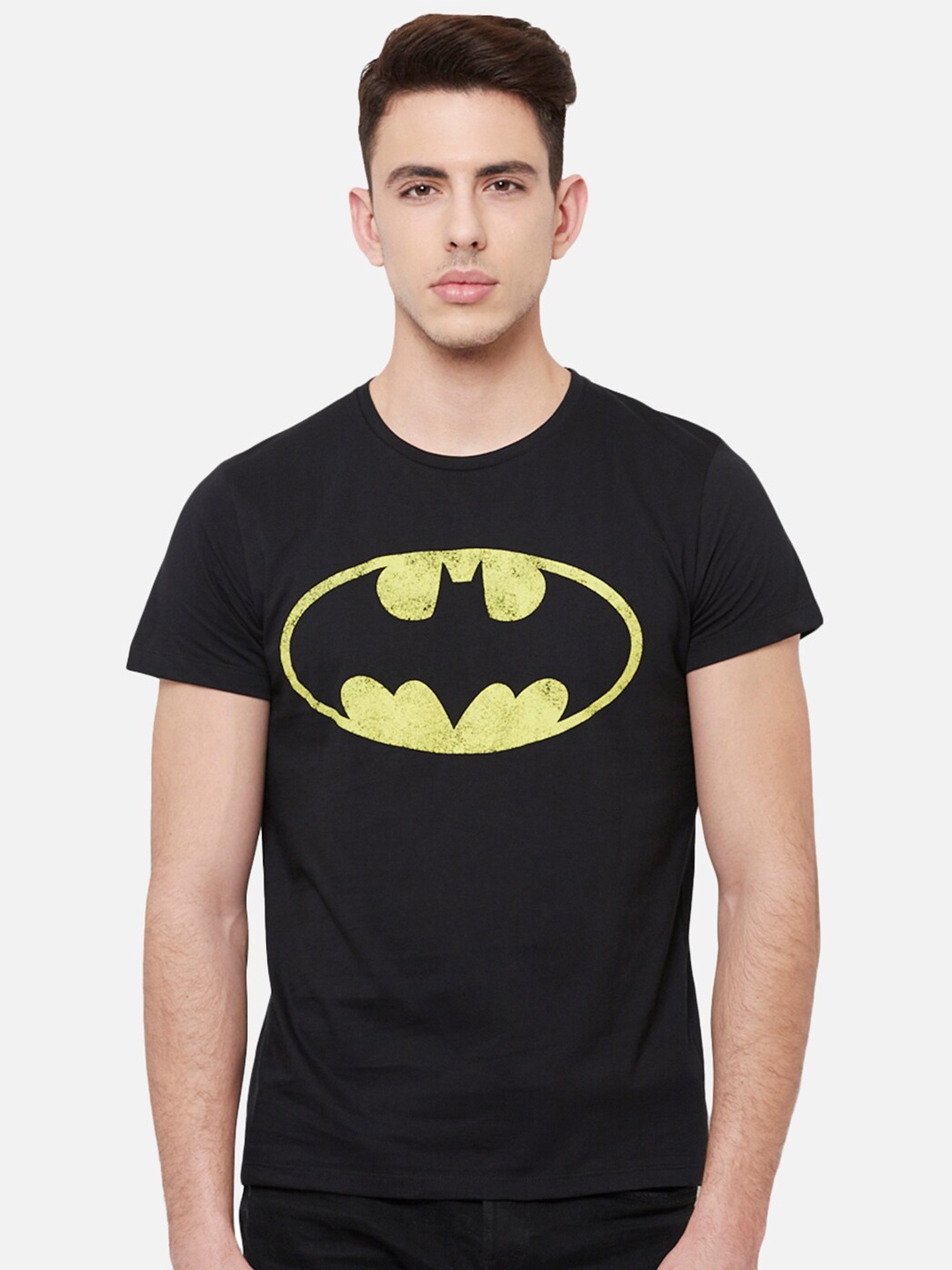 

Free Authority Men Black Batman Printed Cotton Pure Cotton T-shirt