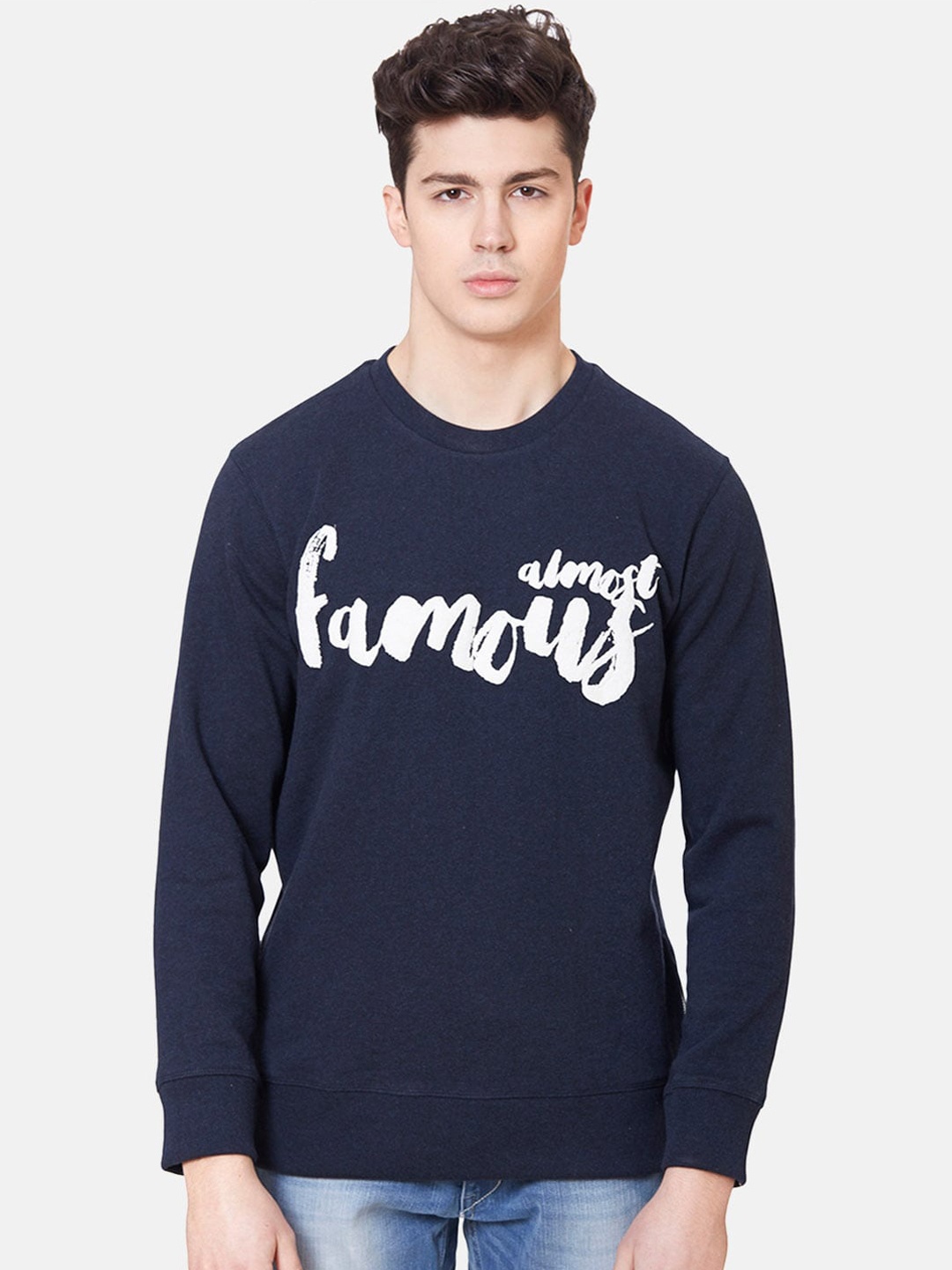 

Free Authority Men Navy Blue Printed Voxpop Sweatshirt