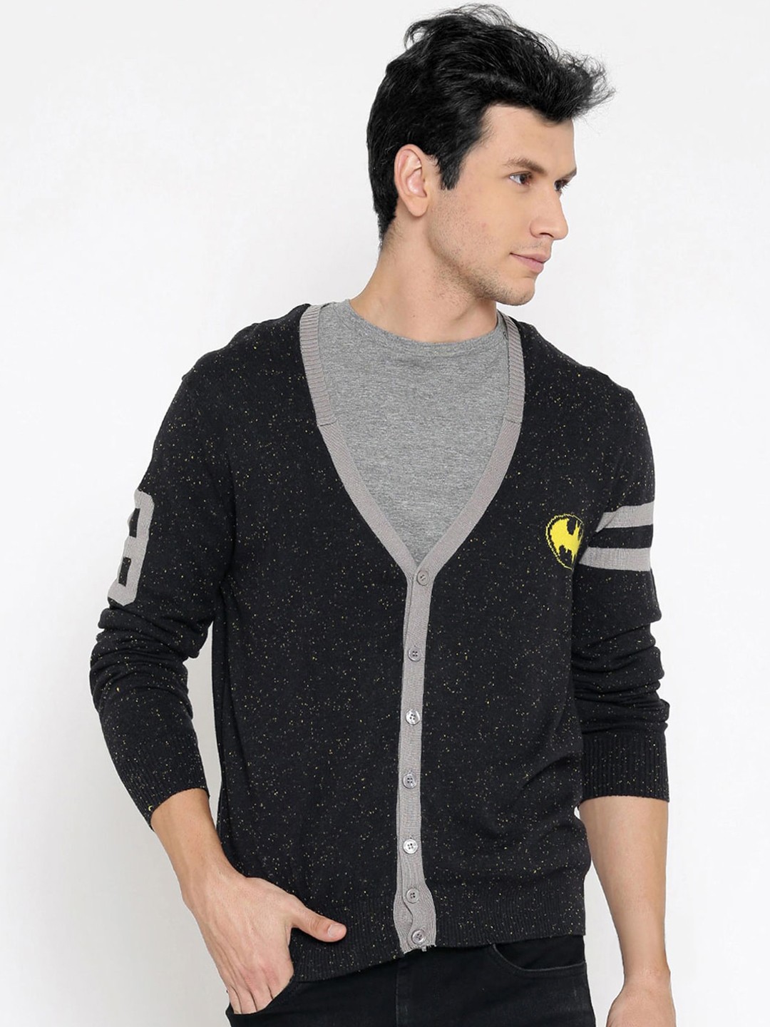

Free Authority Men Black & Grey Batman Printed Cardigan