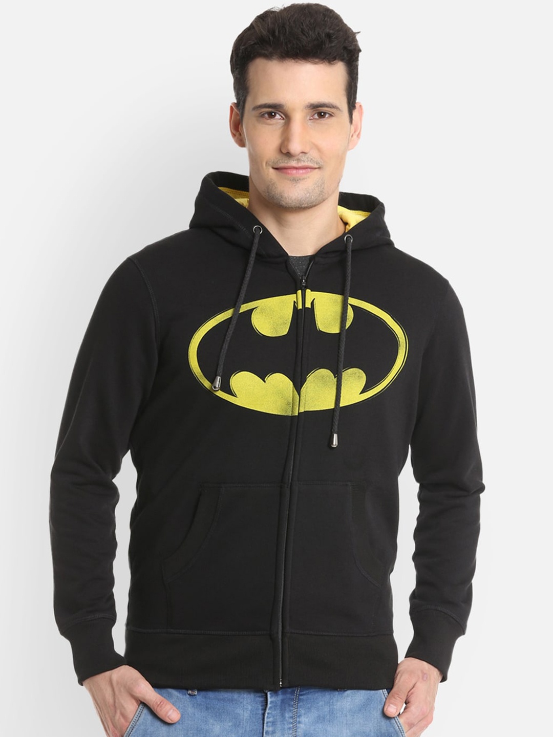 

Free Authority Men Black Batman Printed Hooded Sweatshirt