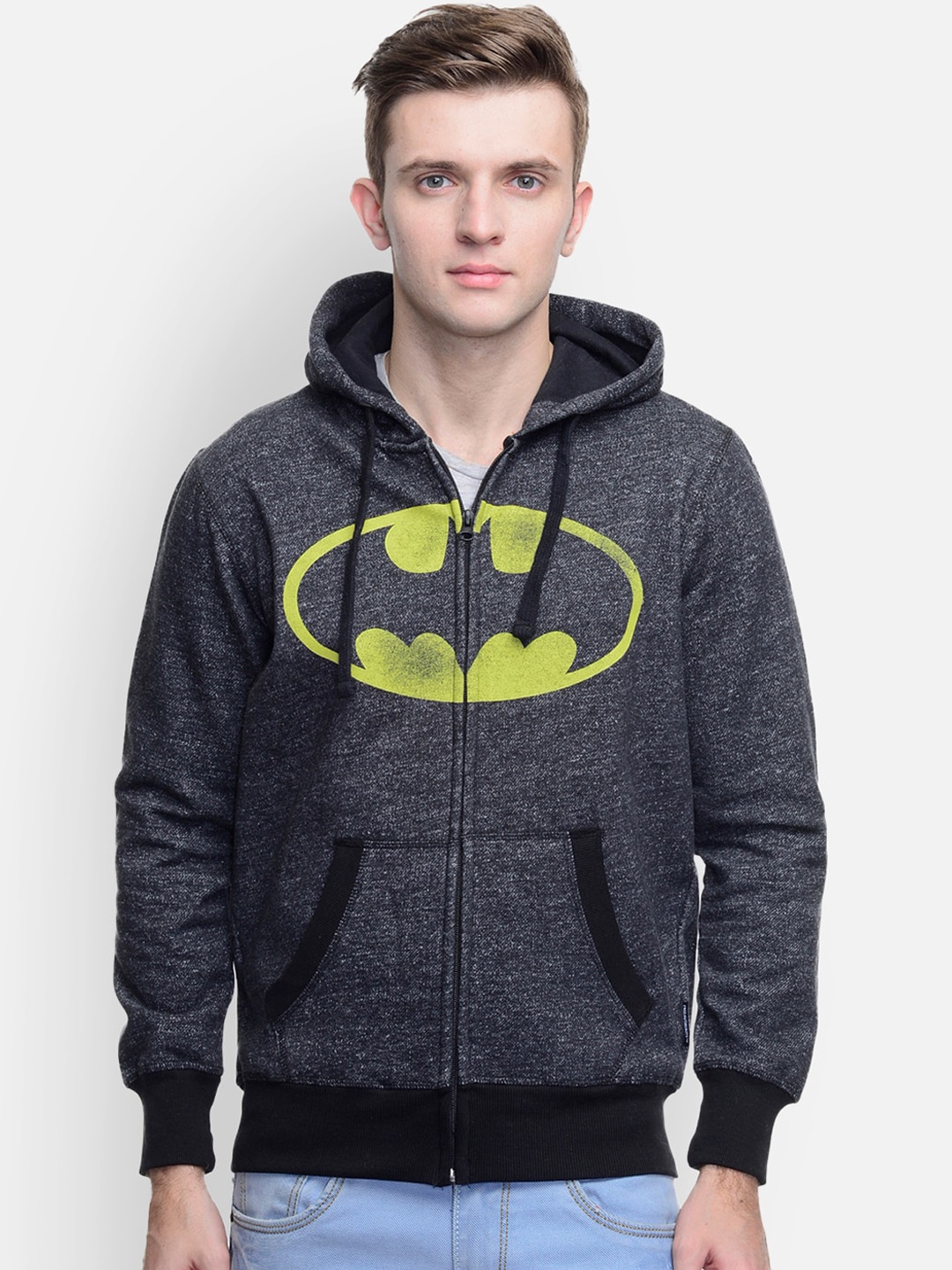 

Free Authority Men Black Batman Printed Hooded Sweatshirt