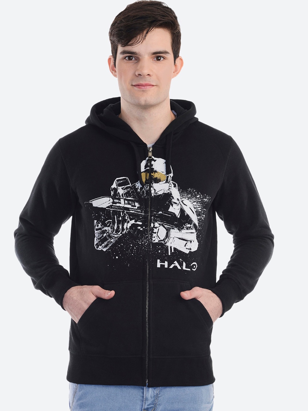 

Free Authority Men Black Halo 5 Printed Hooded Sweatshirt