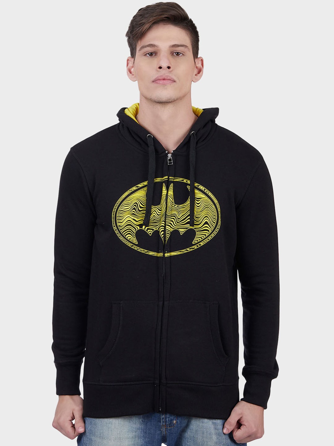 

Free Authority Men Black Batman Printed Hooded Sweatshirt