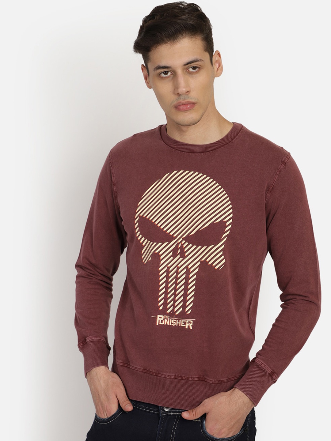 

Free Authority Men Red Punisher Printed Sweatshirt
