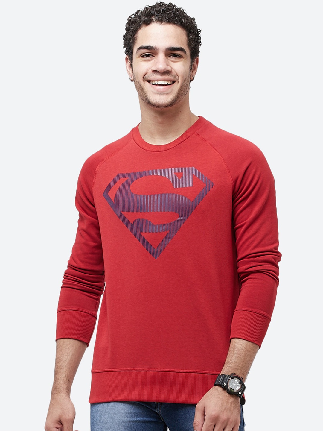 

Free Authority Men Red Superman Printed Sweatshirt