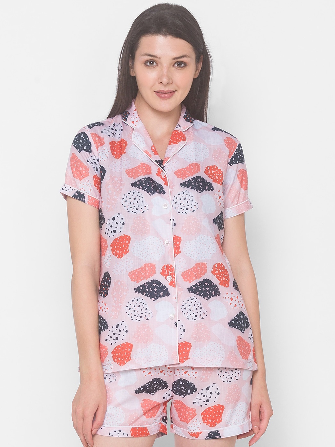 

FashionRack Women Pink & White Printed Night suit