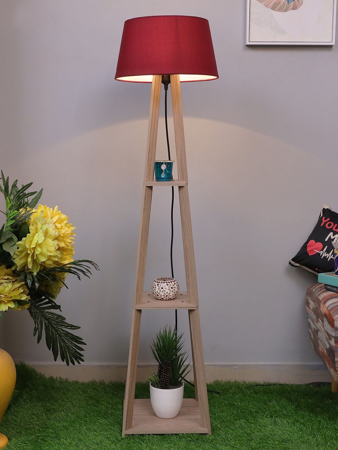 

Homesake Faraday Wood Floor Lamp, Red